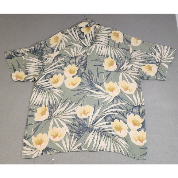 Workers for Freedom Men's Shirt 2XL Blue 100% Silk Shirt Floral Hawaiian - Picture 10 of 15